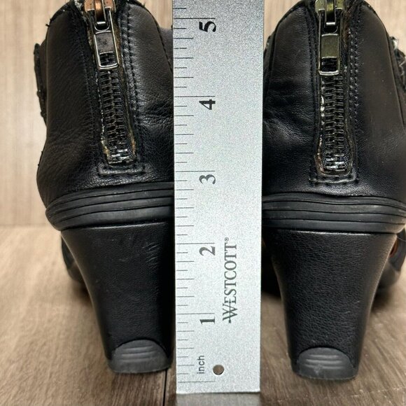 Gentle Souls Sandals Women Sz 6.5M Osaka Rama Cross Strap Leather Zip Heel Black - Picture 10 of 10